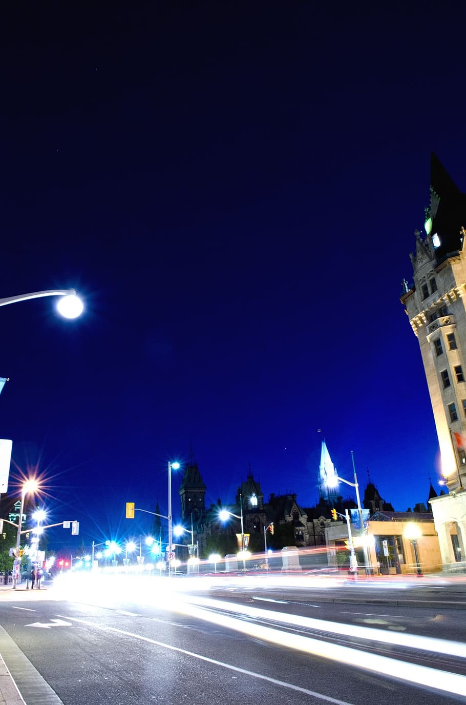 lights, light trails, ottawa, traffic, night, glow, historic HD wallpaper