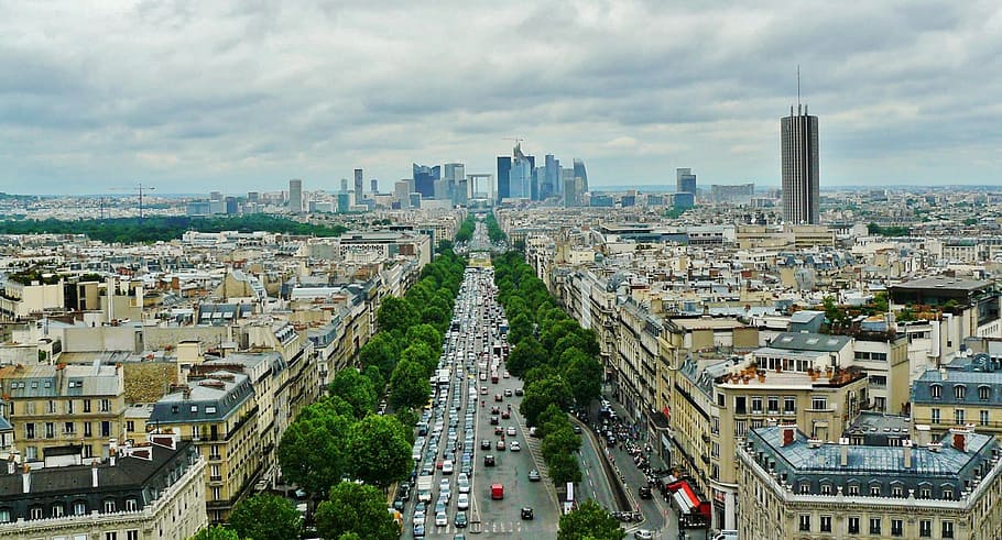 aereal photo of city under blue and cloudy sky, paris, city view
