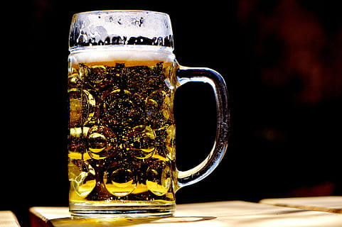 clear glass beer mug, refreshment, drink, bavaria, beer garden HD wallpaper