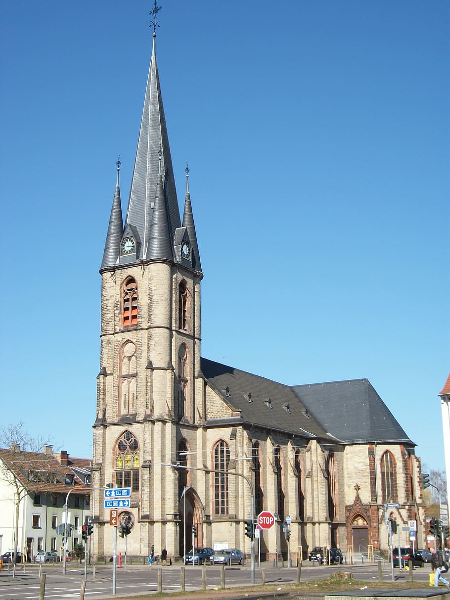 church, saarbruecken, st jakob, ancient, city, europe, germany, HD wallpaper