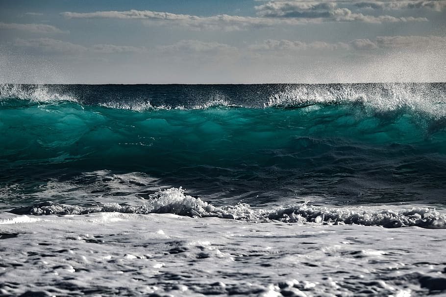 photography of ocean wave, water, surf, sea, spray, wind, motion HD wallpaper