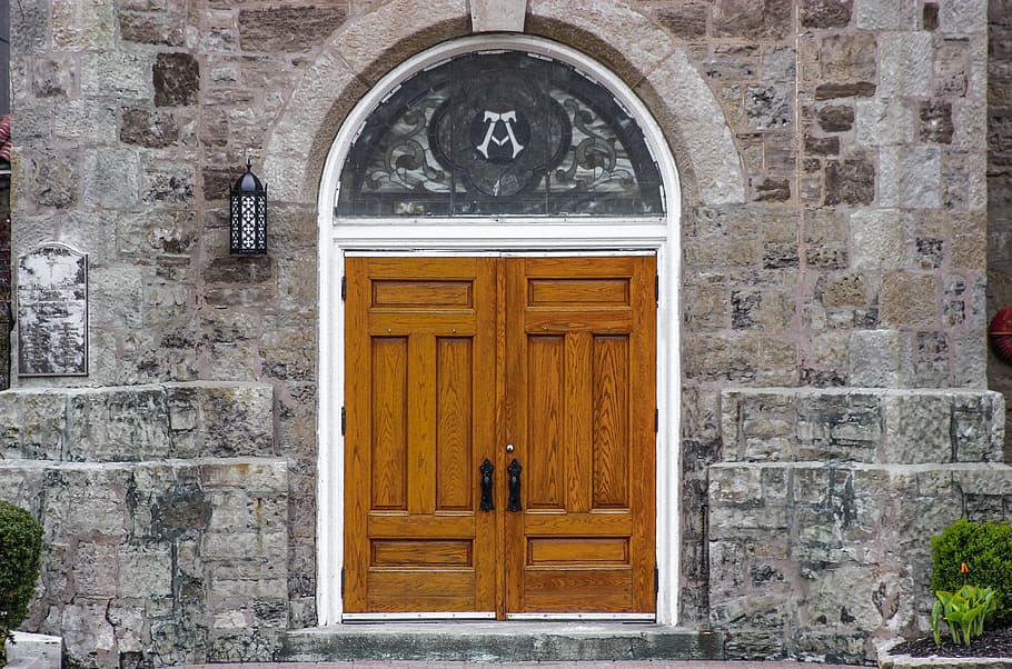 architecture, door, wall, facade, old, entrance, church, brick HD wallpaper
