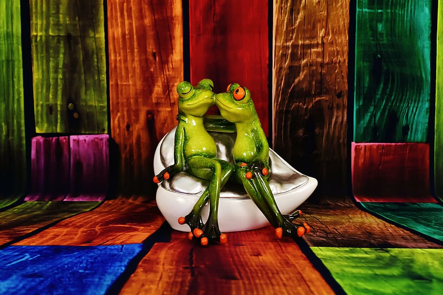 lovers, frogs, funny, pair, cute, valentine's day, figure, partner HD wallpaper