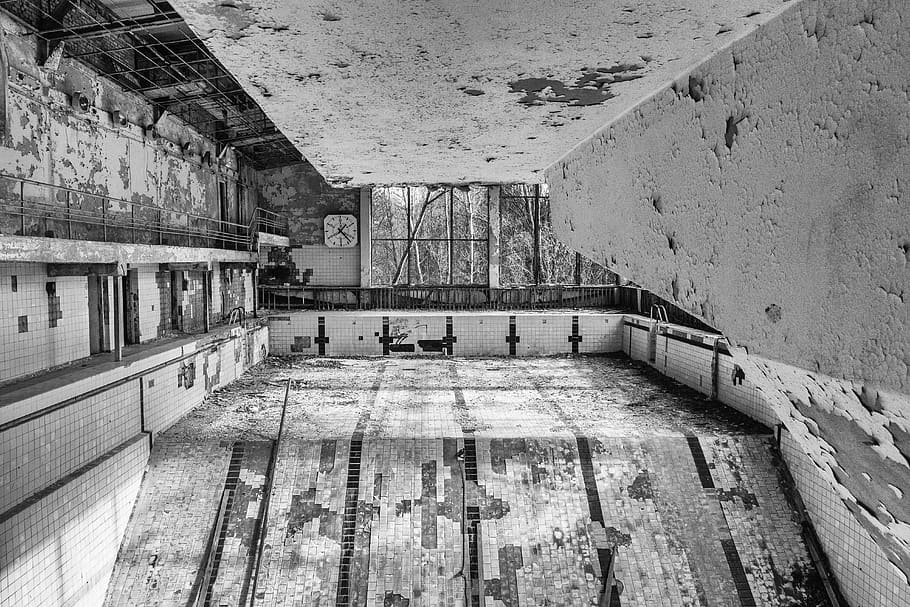 chernobyl, pripyat, pool, swimming pool, abandoned, architecture