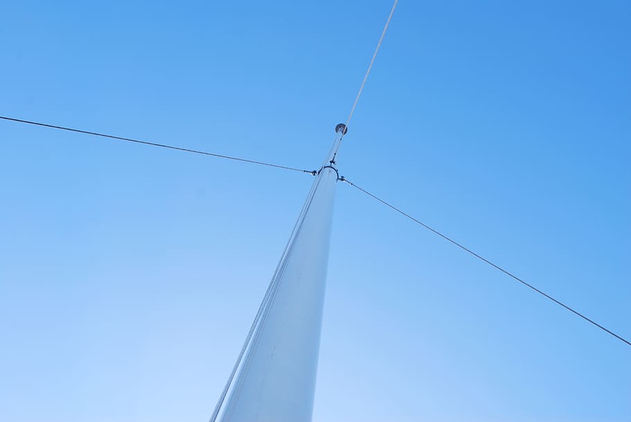 sky, blue, pole, blue sky, nature, clear sky, low angle view HD wallpaper