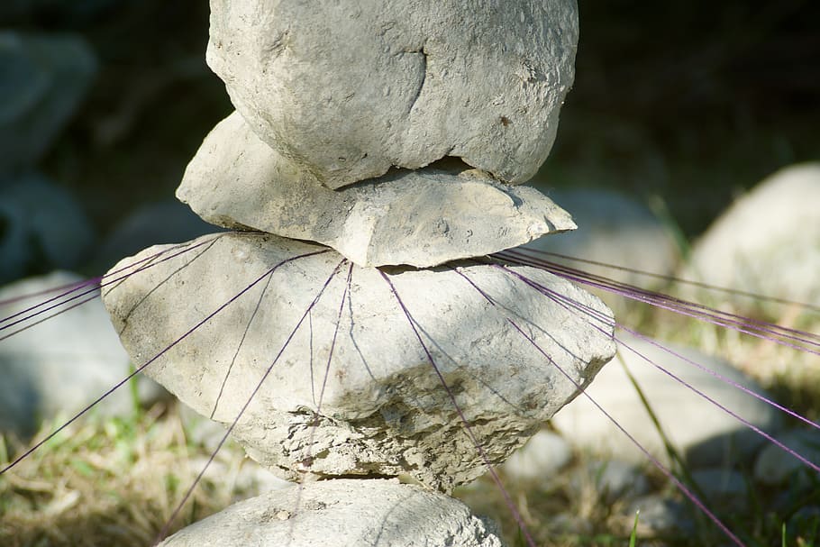 stone, sculpture, threads, violet, stretched, focus on foreground HD wallpaper