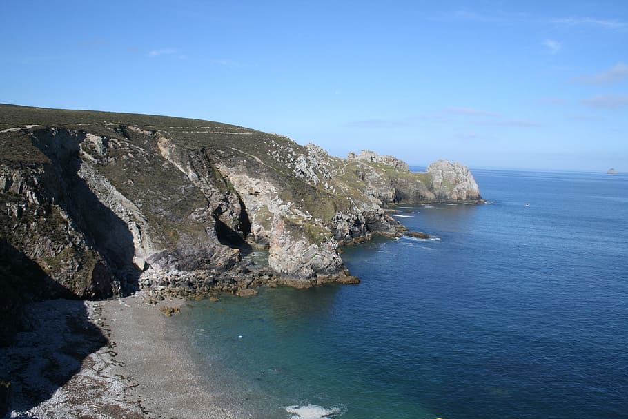 sea, cliff, brittany, water, beauty in nature, scenics - nature HD wallpaper
