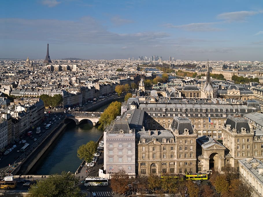 aerial photography of city during daytime, paris, notre dame HD wallpaper