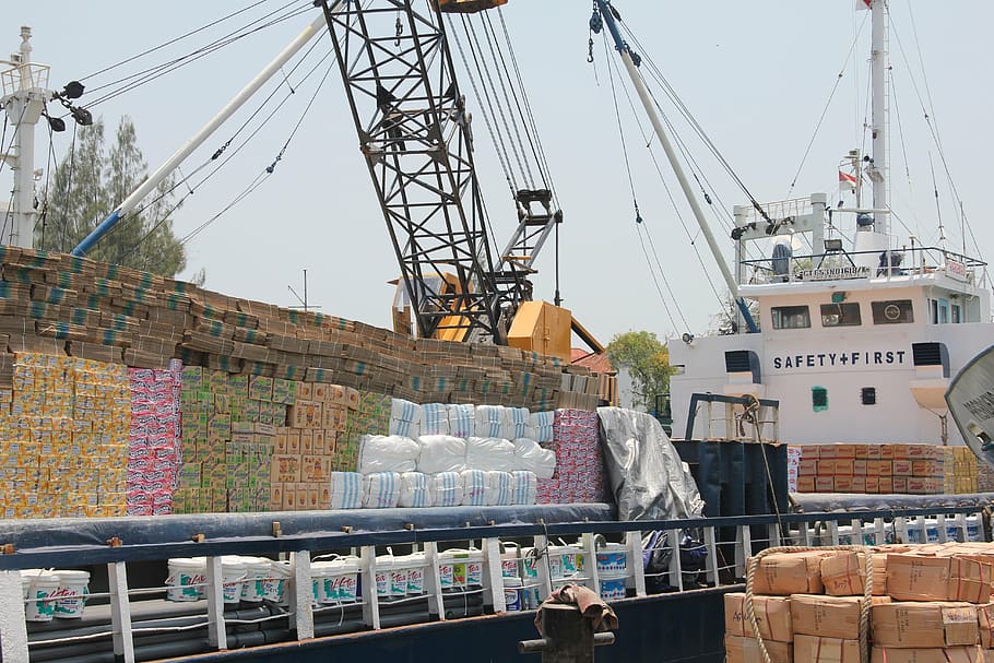 surabaya, port, java, ships, day, architecture, transportation HD wallpaper