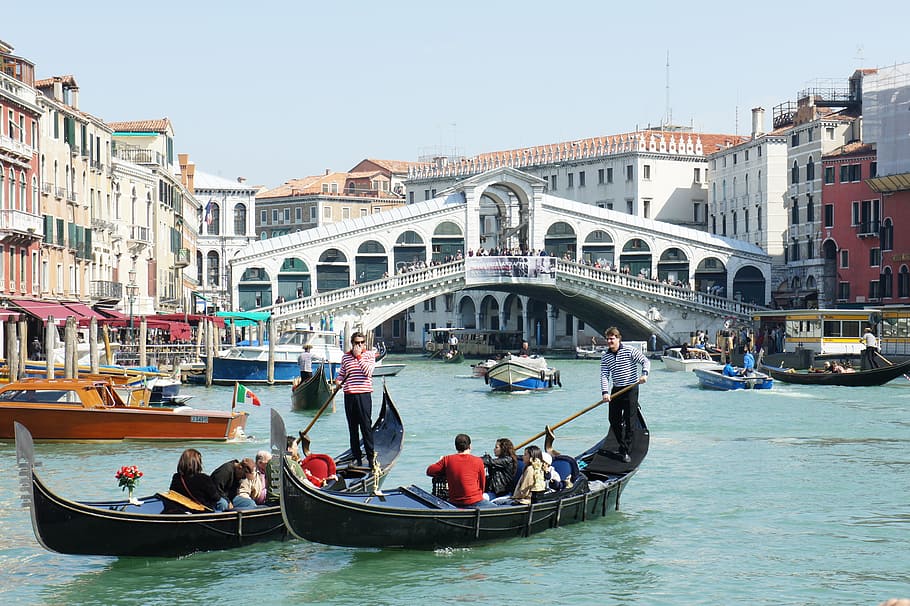 people riding on boat during day time, Venice, Canale, Grande HD wallpaper