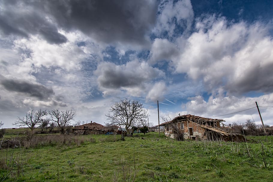 sky, panoramic, grass, nature, cloud, landscape, farm, outdoors HD wallpaper