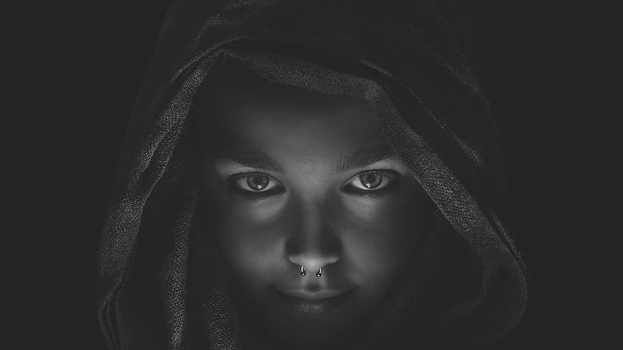 grayscale photo of woman digital wallpaper, gothic, dark, girl, HD wallpaper