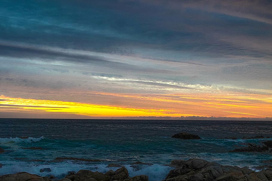 costa, pacific, horizon, sea, sky, water, sunset, cloud - sky HD wallpaper