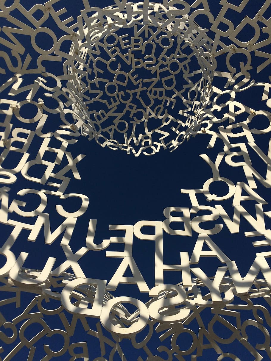 letters, sculpture, sky, light, text, style, artistic, pattern HD wallpaper