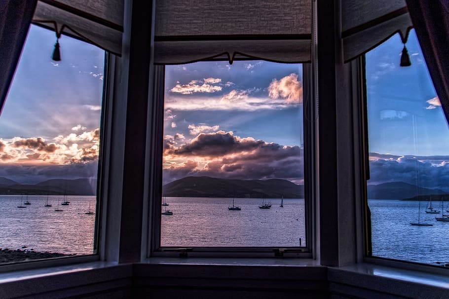clyde, view, scotland, river, panorama, town, scenic, skyline HD wallpaper
