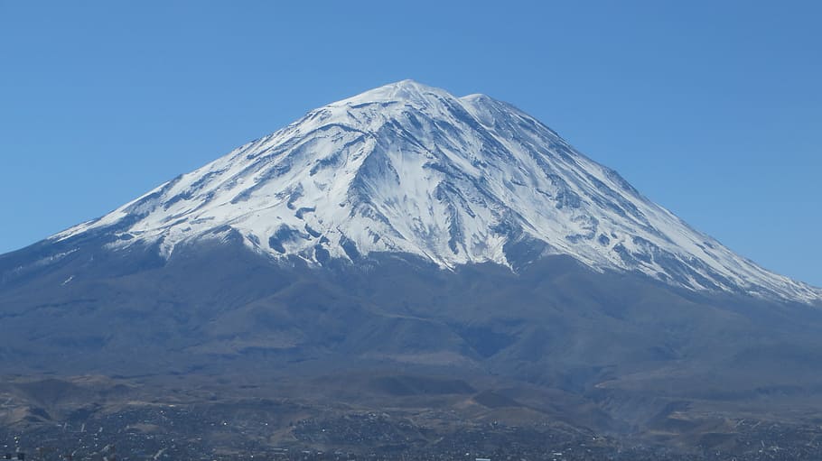 Arequipa, Peru, Misti, Volcano, city white, mountain, snow, HD wallpaper