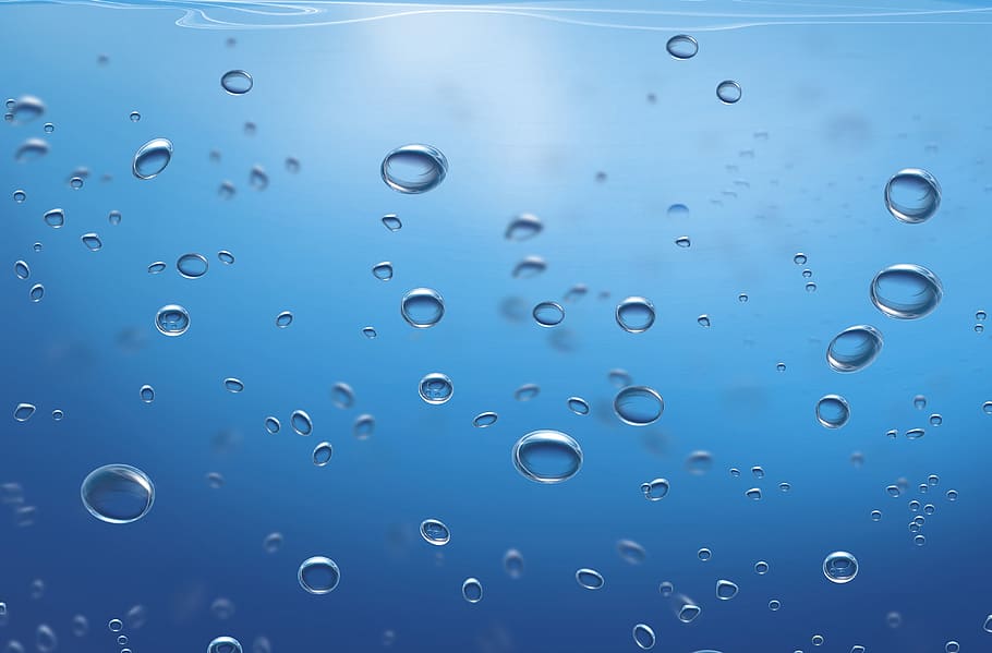 texture, water, aquatic, bubbles, drop, blue, wet, no people HD wallpaper