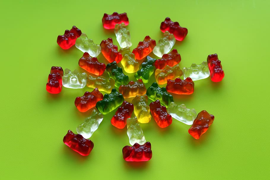 jelly beans, bears, colorful, composition, gelatin, sweets, HD wallpaper