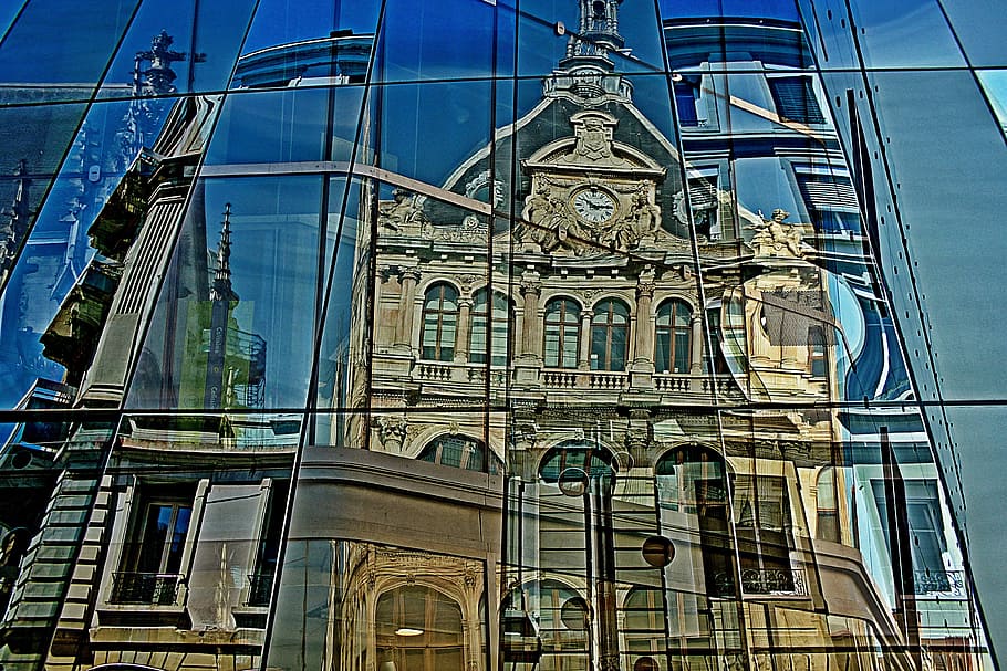 City, Lyon, Reflection, urban, architecture, buildings, vitreous HD wallpaper