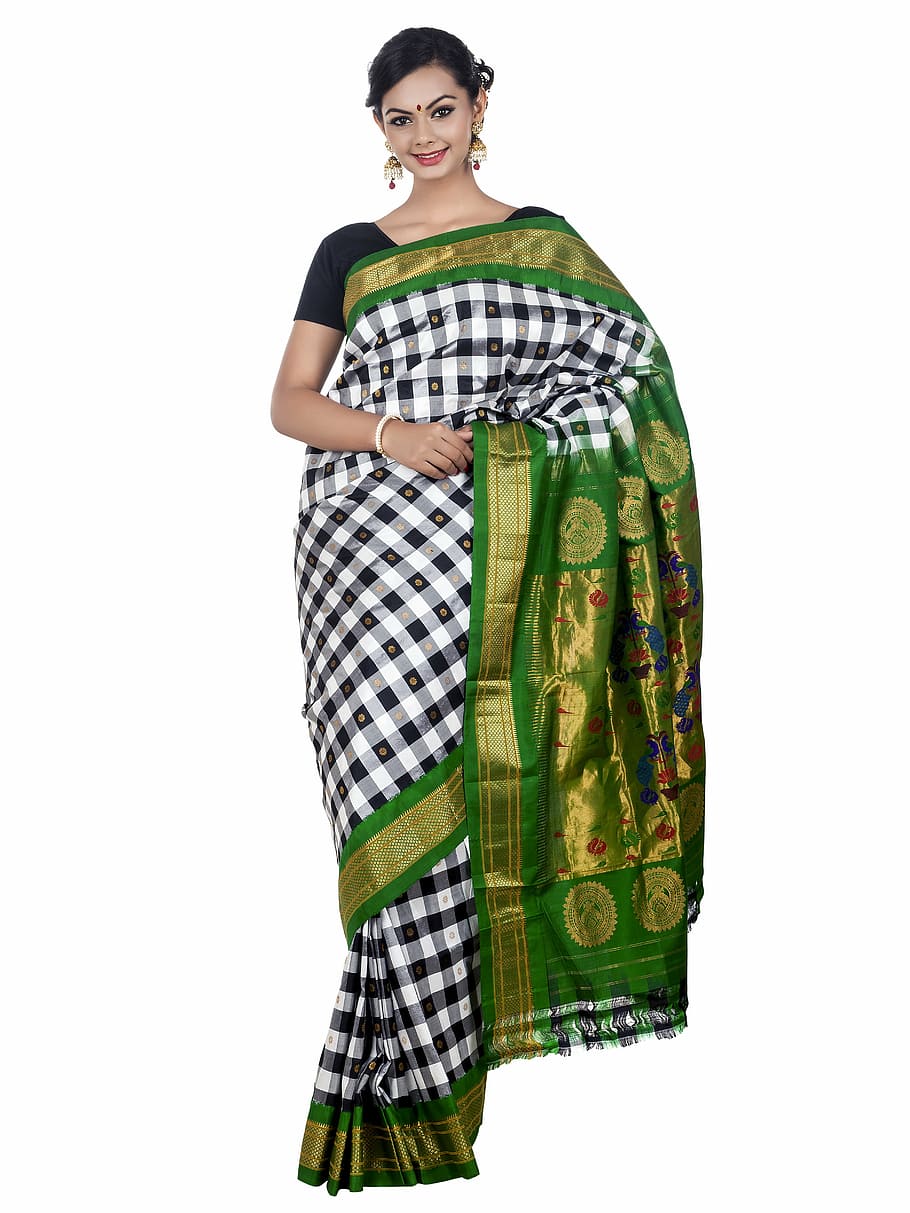 Image of Digital Colorful Traditional Saree Design Print With Navy  Background-EW305516-Picxy