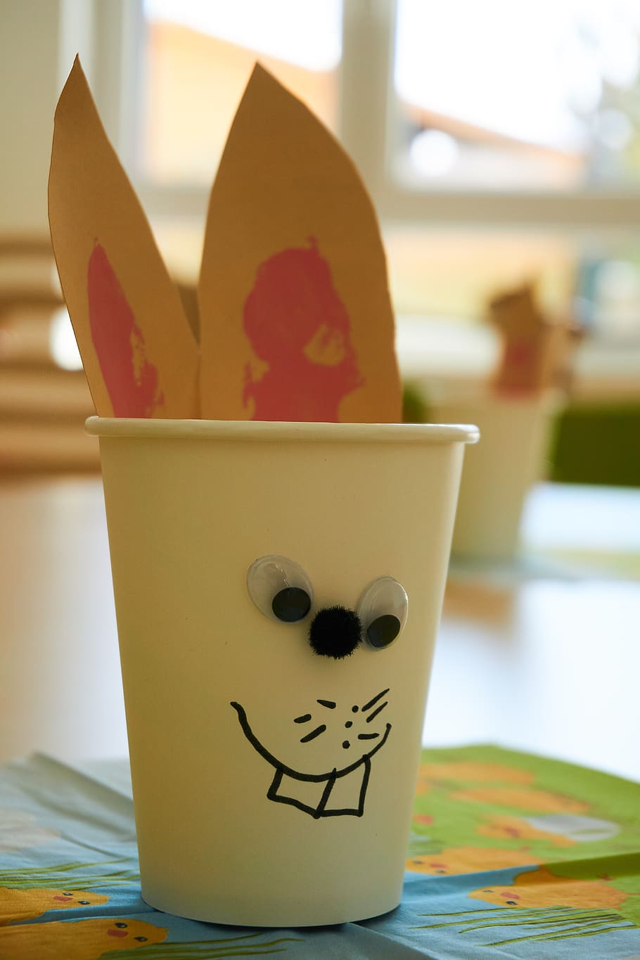 easter, easter bunny, kindergarten, tinker, fun, cup, hare HD wallpaper