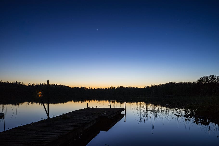 lake, web, water, night, back light, silhouette, landscape HD wallpaper