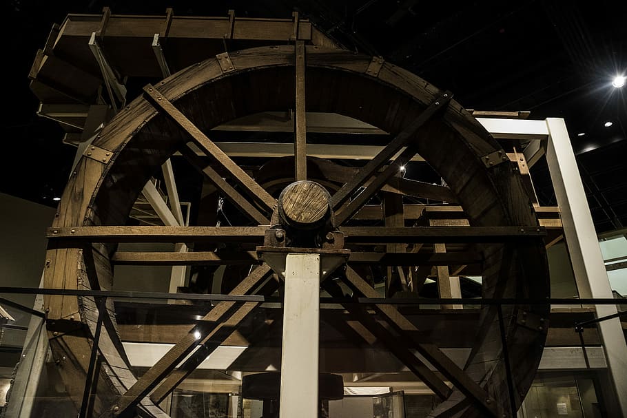 Mill Wheel in Tennessee Museum, machine, public domain, wooden wheel HD wallpaper