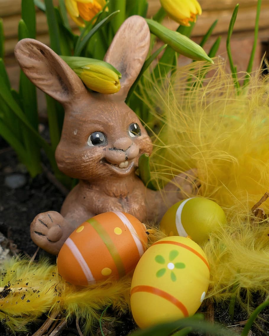 easter, easter bunny, figure, funny, sweet, cute, easter decor HD wallpaper