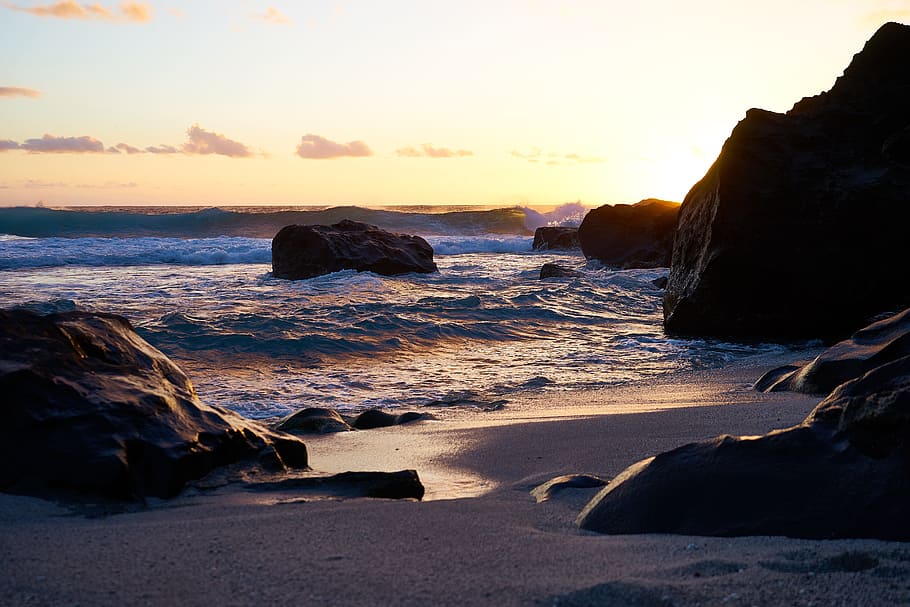 sea, ocean, water, waves, nature, coast, shore, rocks, cliff HD wallpaper
