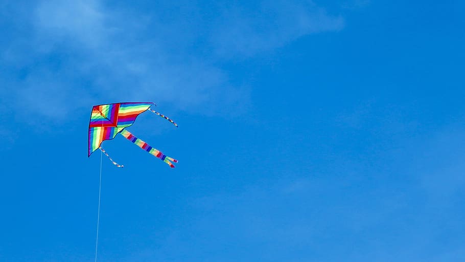 Kite, Colors, Wind, Summer, sky, holiday, games, blue, flying, HD wallpaper