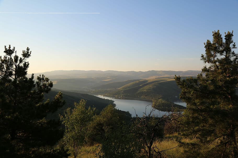 mountain and lake view, water, forest, tree, landscape, ankara HD wallpaper