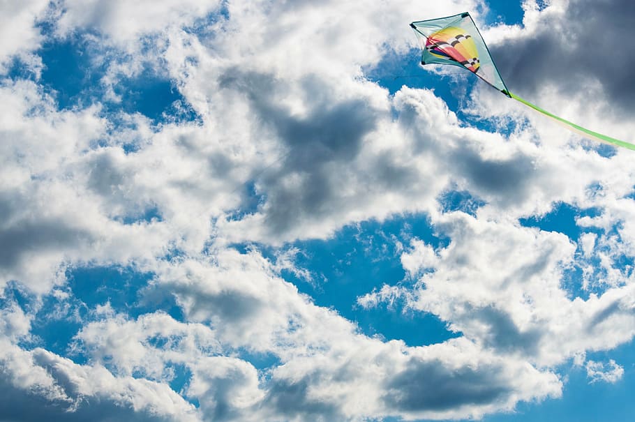 kite, sky, wind, summer, blue, colors, america, landscape, cloud - sky HD wallpaper