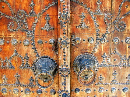 Door, Tunisia, Arabesque, wood - material, textured, no people HD wallpaper