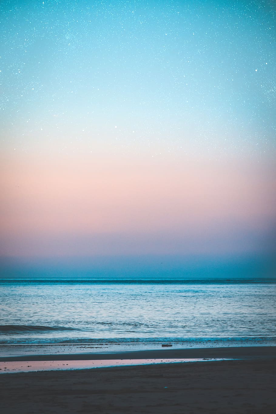 beach under starry skies at nighttime, seashore photo during daytime HD wallpaper