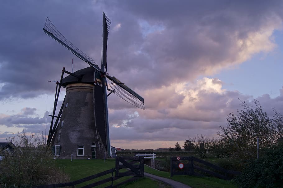 Windmill, Wing, Building, sky, windräder, wind power, dutch windmill HD wallpaper