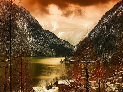 landscape photography of bodies of water, austria, scenic, mountains HD wallpaper
