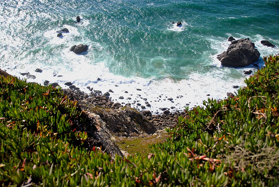 surf, atlantic, rock, sea, capo-rocca, portugal, sintra, holiday HD wallpaper