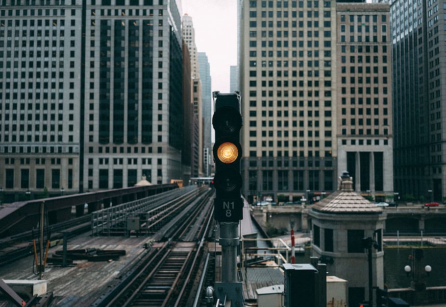 birds eye view of railroad signal light, architecture, building HD wallpaper