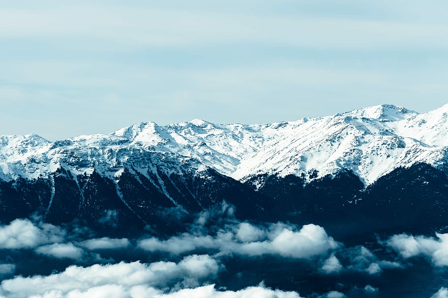 landscape photography of mountain during winter, mountains covered with snow HD wallpaper