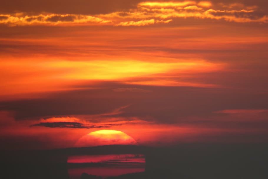 sol, beach, mar, rio, boat, beira mar, sky, cloud - sky, sunset, HD wallpaper