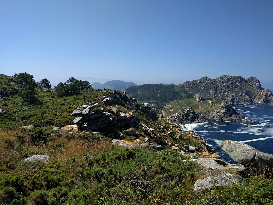 Cies, Island, Rias Baixas, Pontevedra, cies island, costa, rocks, HD wallpaper