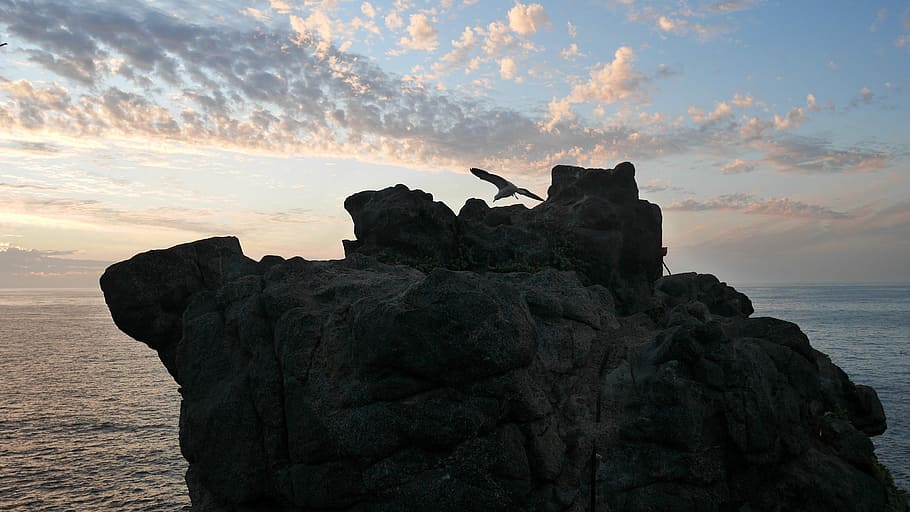 Sea, Ave, Rocks, Sunset, rock - Object, nature, cliff, scenics HD wallpaper