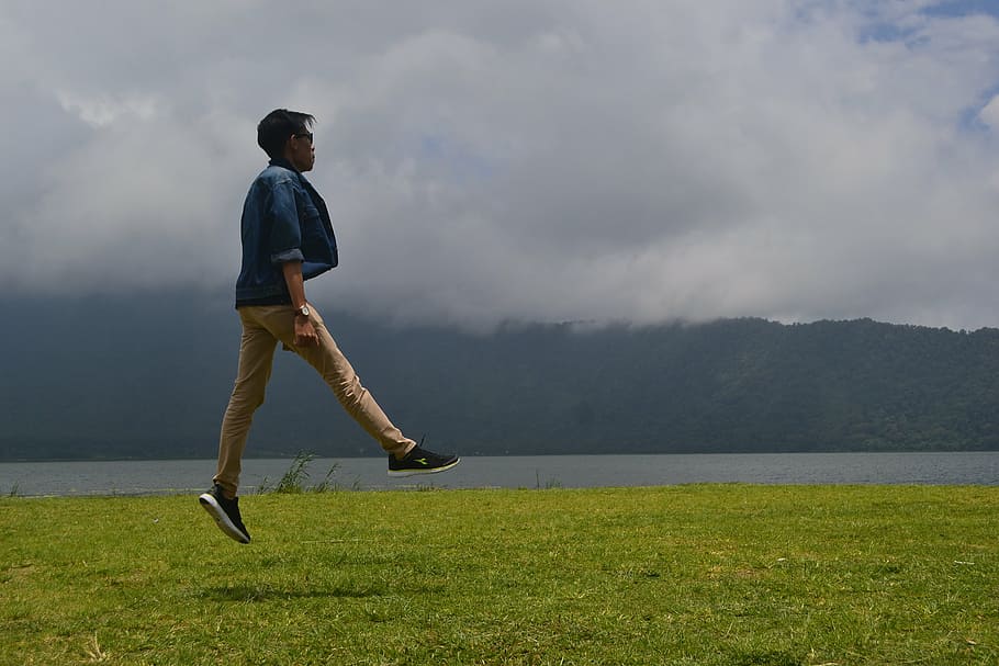 elevating, jump, people, elevation, cloud - sky, full length HD wallpaper