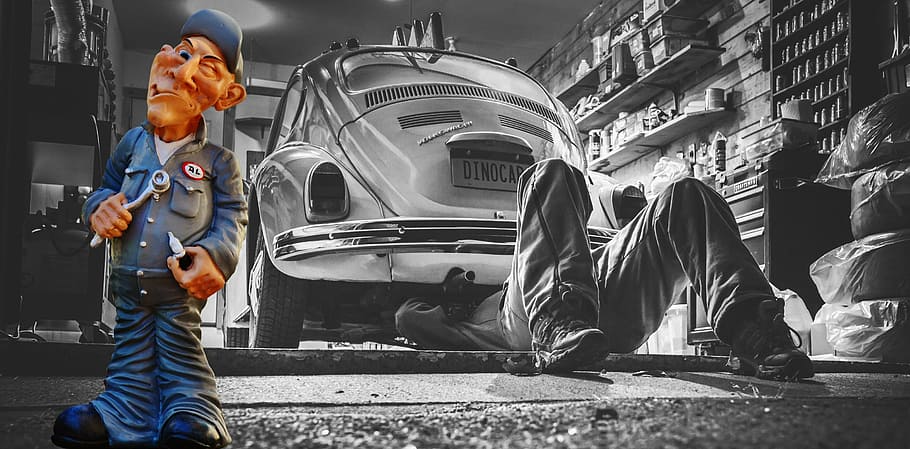 mechanic, auto, vehicle, tractor, repair, job, workers, funny HD wallpaper