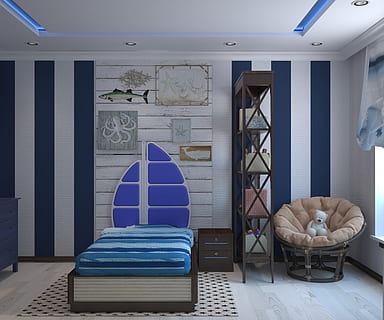blue and white bedspread, children, search interior solutions HD wallpaper