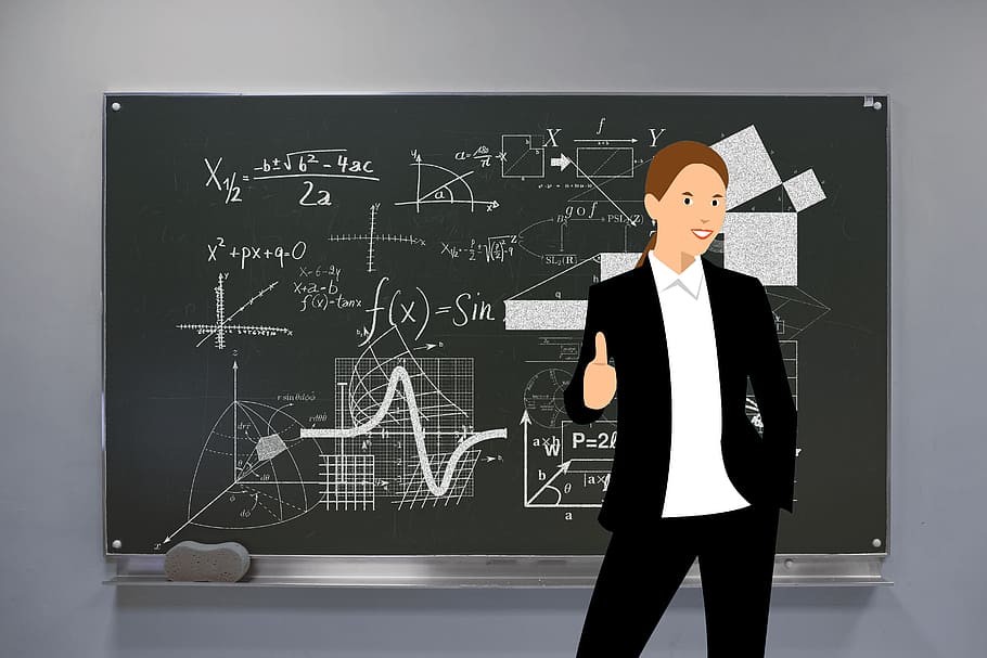 illustration of man in front of chalk board, teacher, geometry HD wallpaper