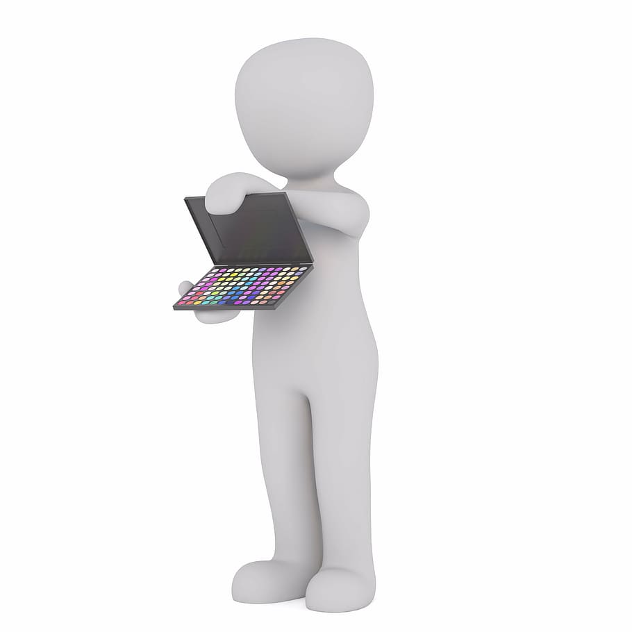 standing dummy holding makeup palette, males, 3d model, isolated HD wallpaper