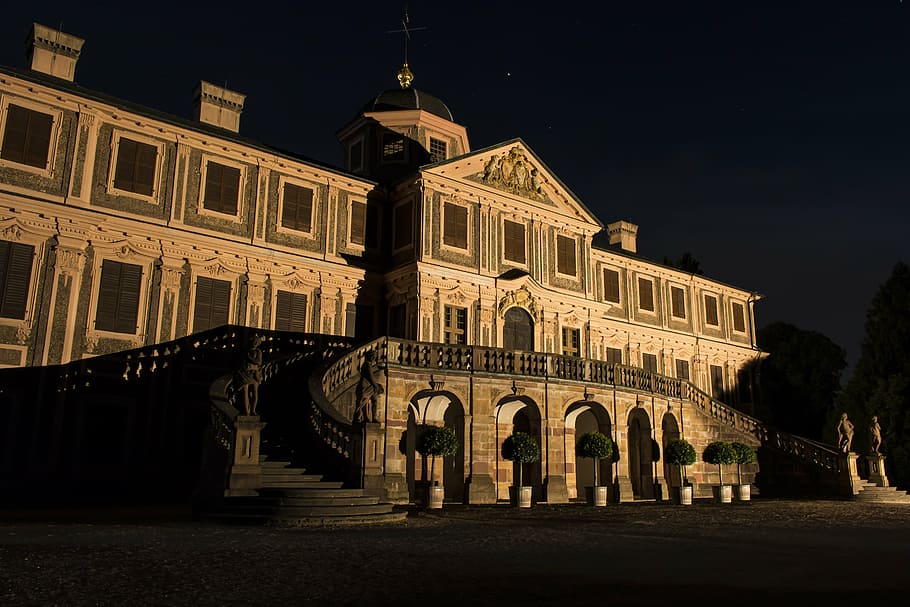 castle, favorite, förch, comedy, night, lights game, rastatt HD wallpaper
