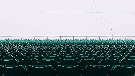green chair lot, stadium, bleacher, chairs, empty, rows, public HD wallpaper