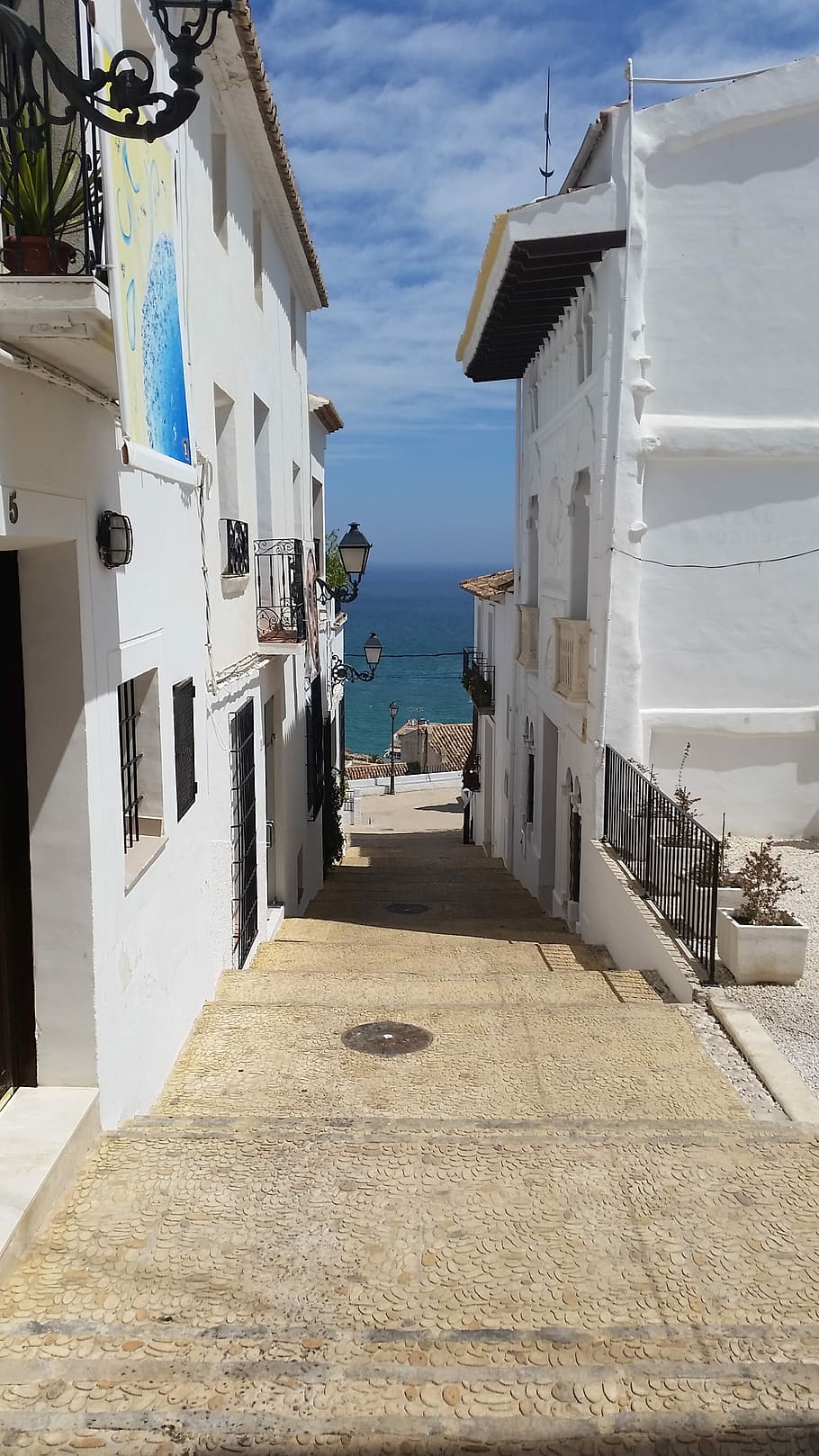 Altea, Blue, Heaven, Clouds, Sea, summer, costa, calm, district HD wallpaper